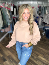 Dark Taupe Elastic Hem Cropped Sweatshirt