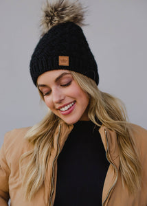 Black Knit Pom Hat