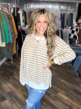 Taupe Bubble Stripe Tunic With Side Slit