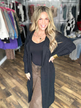 Black Cozy Knit Maxi Duster Cardigan