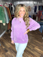 B Violet Acid Washed Fleece Sweatshirt with Side Rib Detail