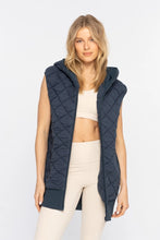 Midnight Navy Oversized Quilted Vest with Hood