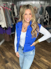 Royal Blue Mock Neck Casual Puffer Vest