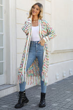 Multicolored Open Front Fringe Hem Cardigan**