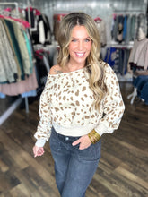 Cream Print Boat Neck Top