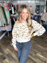 Cream Print Boat Neck Top