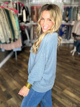 Midnight Navy Cotton Blend Waffle Knit Oversized Long Sleeve *final sale*