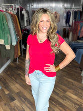 Ruby Sleeve V-neck Round Hem Top