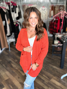 Pumpkin Long Sleeve Layered Knit Cardigan