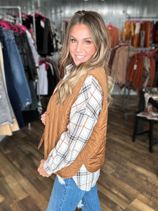 Tan Oversized Quilted Vest