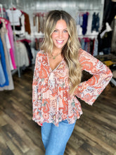 Printed Sheer Bell Sleeve Top *FINAL SALE*