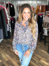 Navy Floral Blouse Top