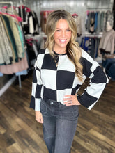 Black Round Neck Checkered Top
