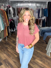 Winter Rose Round Neck Slub Hacci Cropped Top