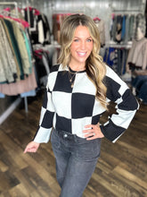 Black Round Neck Checkered Top