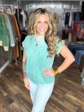 Dark Green Halo Washed Cuffed Short Sleeve Tee