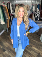 Sunset Blue Ruching Hooded Top