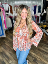 Printed Sheer Bell Sleeve Top *FINAL SALE*