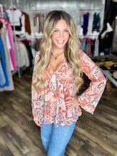 Printed Sheer Bell Sleeve Top *FINAL SALE*