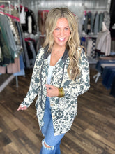 Floral Ribbed Knit Hooded Shacket