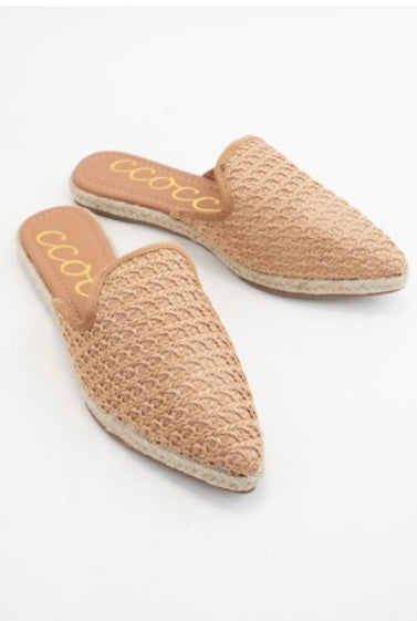 Tan Raffia Mule