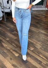 KanCan Light Wash High Rise 90's Criss Cross Straight Leg Denim Jeans