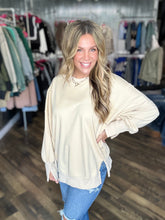 Ecru Oversized Slit Lightweight Sweatshirt *final sale*