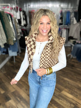 Brown Checker Cropped Puffer Vest *Final Sale*