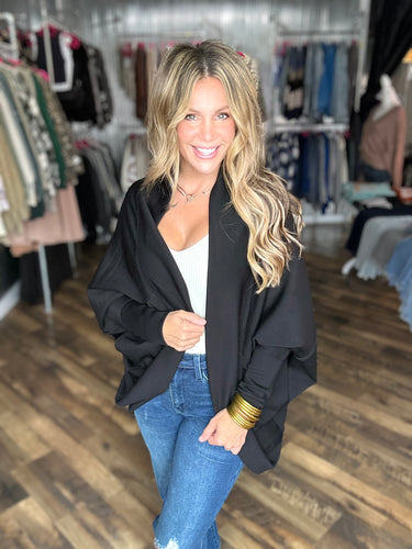 Black Elevated Cocoon Style Cardigan