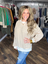 Taupe Bubble Stripe Tunic With Side Slit