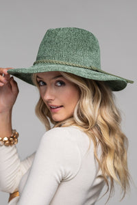 Green Chenille Panama Hat