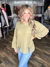 Olive Oversized Waffle Knit Casual Top *FINAL SALE*