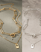 Amber's Necklace - Two Row Link Chain And Delicate Chain Necklace