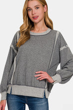 Zenana Washed Exposed-Seam Sweatshirt**