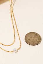 Pearl Bead Charm Layered Chain Necklace