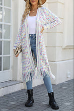 Multicolored Open Front Fringe Hem Cardigan**