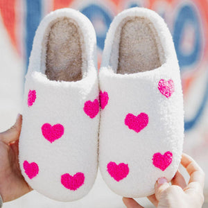 Pink Hearts Cozy Slippers