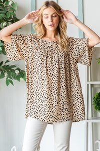 Heimish Full Size Animal Print Flutter Sleeve Blouse**