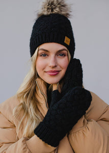 Black Knit Pom Hat