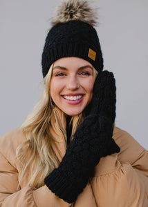 Black Knit Pom Hat