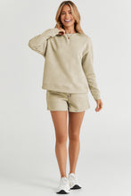 Double Take Full Size Texture Long Sleeve Top and Drawstring Shorts Set**