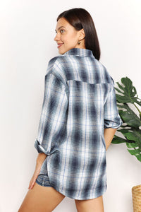 Plaid Dropped Shoulder Shirt**