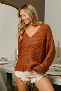 BiBi V-Neck Cable Knit Sweater**