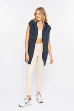 Midnight Navy Oversized Quilted Vest with Hood