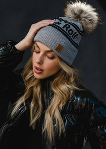 Gray & Black Rock & Roll Pom Hat