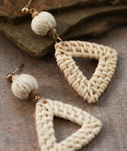 Ivory Triangle Rattan Earrings