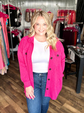 Hot Pink Oversized Shacket With Pockets