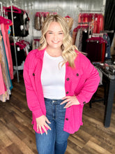 Hot Pink Oversized Shacket With Pockets