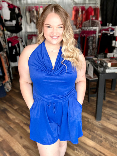 Royal Blue Halter Romper