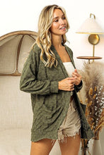 BiBi Checkered Long Sleeve Open Front Cardigan**